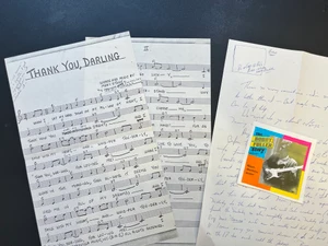 BOBBY FULLER STORY- SET- AUCTION ITEM! With handwritten letter from Rick Stone , sheet music from Mary Stone, and small mock up of proposed Voxx cover- 
