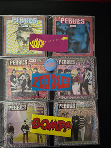 PEBBLES  -SIX CD BUNDLE! LEGENDARY ORIGINAL 60S & 70S PSYCH,ACID &PUNK! - W STICKERS & BADGE!  ALL REMAINING VOLUMES!! 