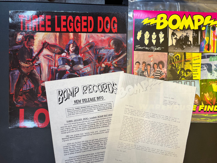 THREE LEGGED DOG- Loaded  -RARE BOMP RELEASE- ARCHIVAL SET WITH ORIGINAL LETTER from GREG SHAW, PRESS RELEASE (RARE BOMP punk/hard rock release) 