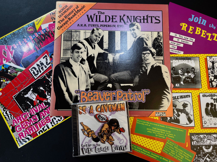 WILDE KNIGHTS - BEAVER PATROL-  ARCHIVAL SET WITH LP , CD, T SHIRT, AND RARE  MATERIALS FROM THE BOMP FILES 