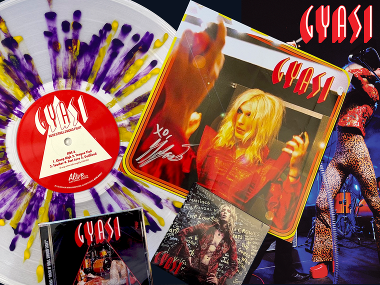 GYASI - AUTOGRAPHED SET with BOTH LPS!! ! "Rock N' Roll Sword Fight"  +  "Pronounced Jah-See" with special cover , insert and posters