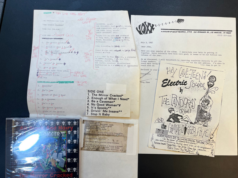 GRAVEDIGGER V- Black and Hairy/Mirror Cracked  - with letter from GREG SHAW, ORIG. INSTRUCTIONS FOR PRINTING THE COVER, ORIG FLIER ARTWORK!  CD SET 