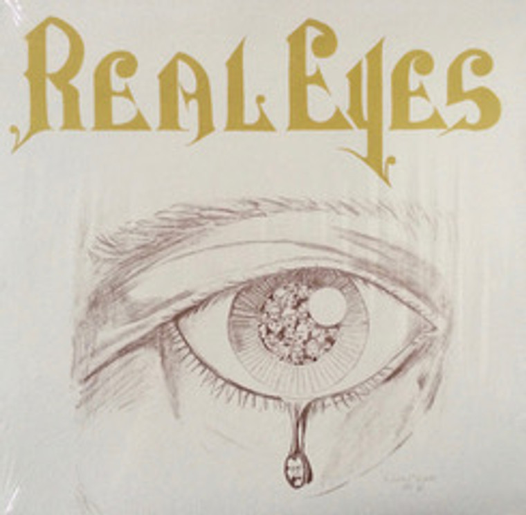 REAL EYES  -ST  +  SALE! A4 size, leatherette, soft cover 90-page book with drawings and lyrics -SALE! LP