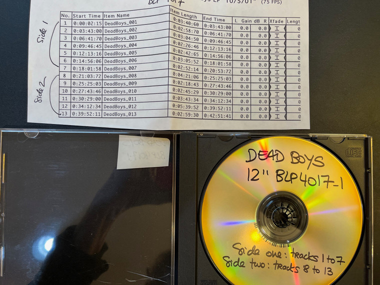 DEAD BOYS BLP 4017 -NIGHT OF THE LIVING -CD MASTERS