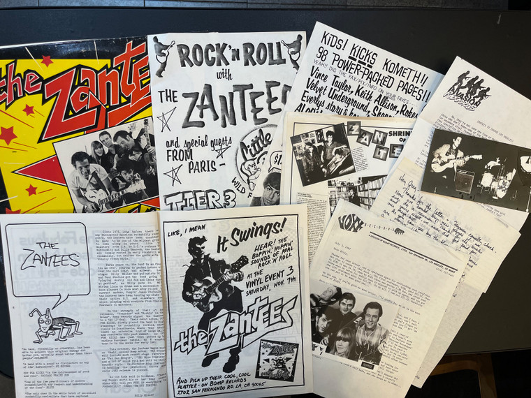 ZANTEES- ARCHIVAL SET -WITH EX-CRAMPS DRUMMER! ORIG 1980  PRESSING - WITH PHOTOS, FLIERS, ZINE, AND TONS OF HISTORICAL EXTRAS FROM THE BOMP FILES!     LP