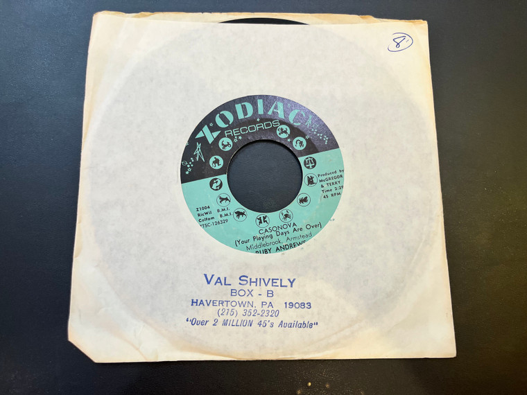 RUBY ANDREWS-  Casonova (Your Playing Days Are Over) 45 RPM