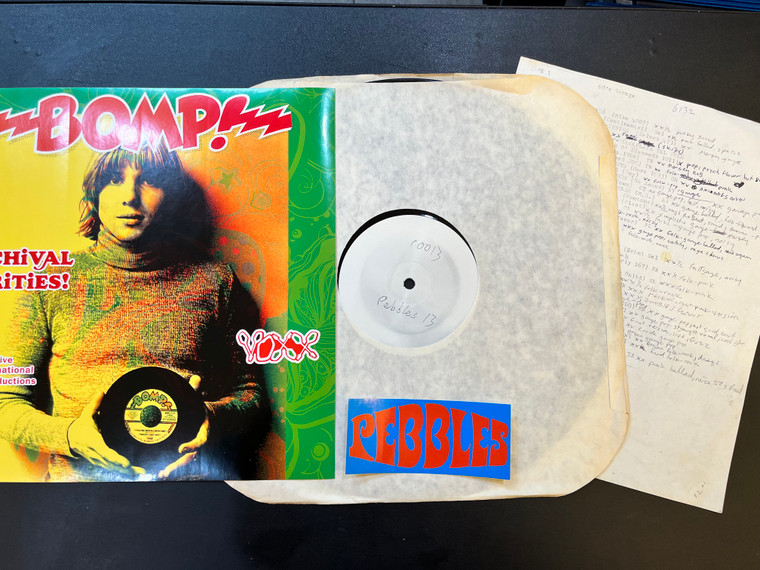PEBBLES VOL 13- ARCHIVAL TEST PRESSING SET with GREG SHAW'S HANDWRITTEN NOTES 1982! LP