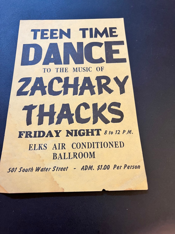 ZACHARY THAKS- (SPELLED THACKS!) VINTAGE ORIGINAL GIG FLIER  CIRCA LATE 60S!!