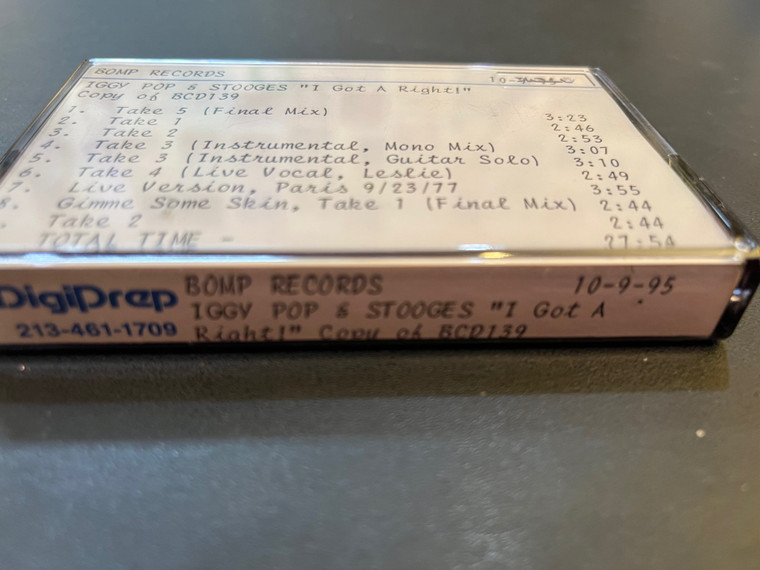 IGGY POP & STOOGES- "I GOT A RIGHT"  ARCHIVAL CASSETTE -