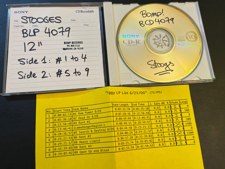 IGGY AND THE STOOGES- BLP  4079  MICHIGAN PALACE- CD MASTER- ONE ONLY!