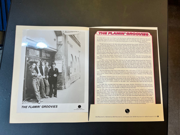 FLAMIN GROOVIES -1976 SIRE PROMO FOLDER WITH PHOTO & PRESS RELEASE