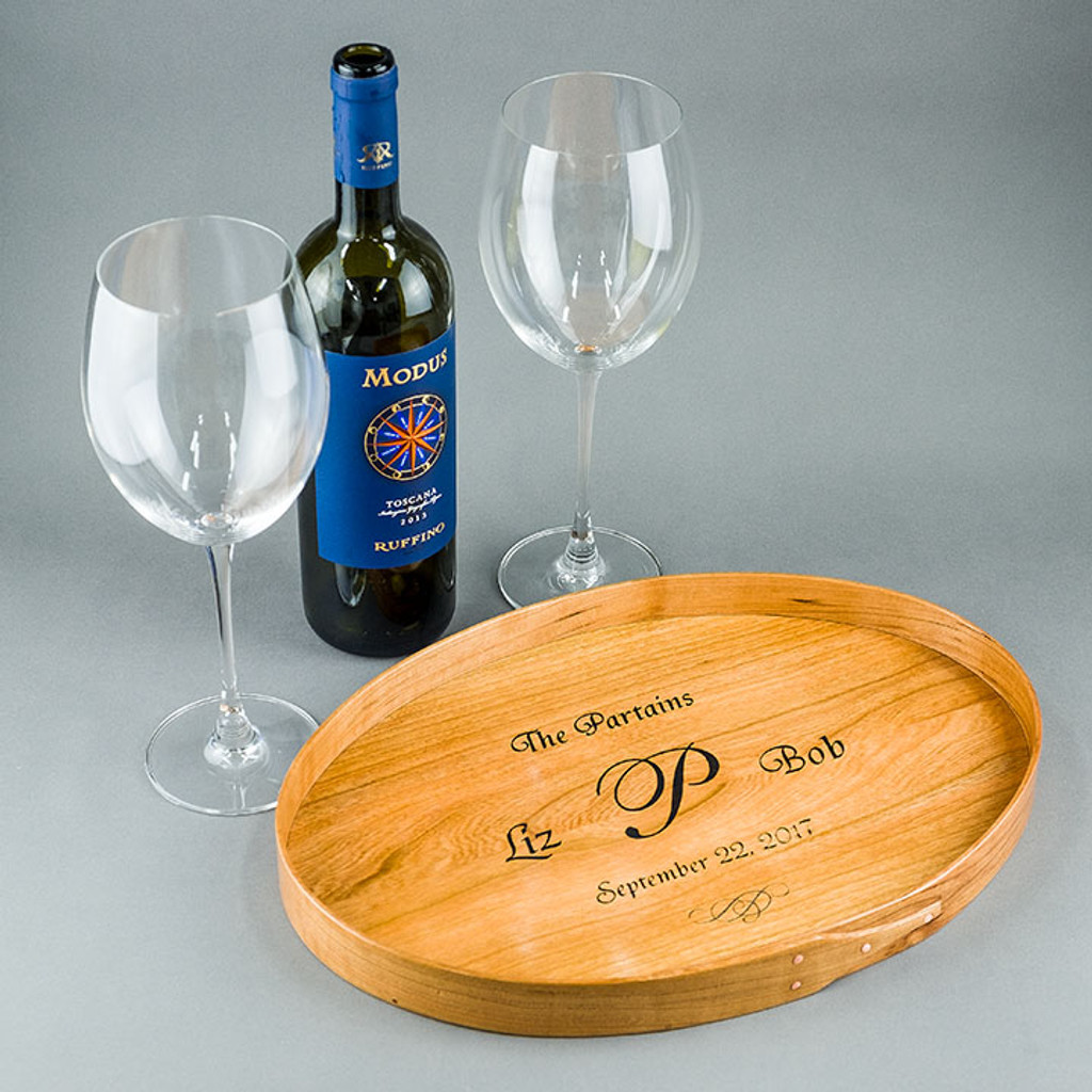Share fond memories of that special day while serving cocktails with the #8 wedding serving tray.