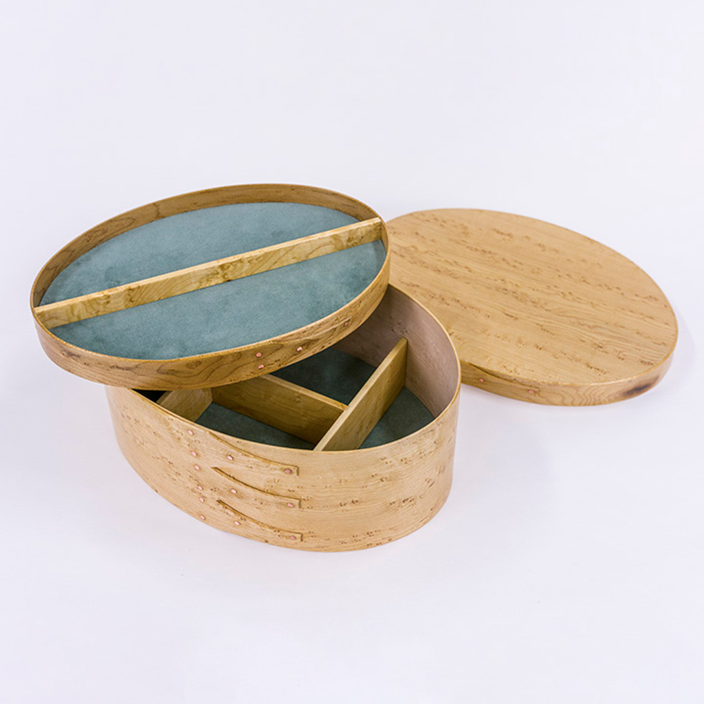 Elegant #5 shaker jewelry box made from Birdseye Maple makes a unique gift.