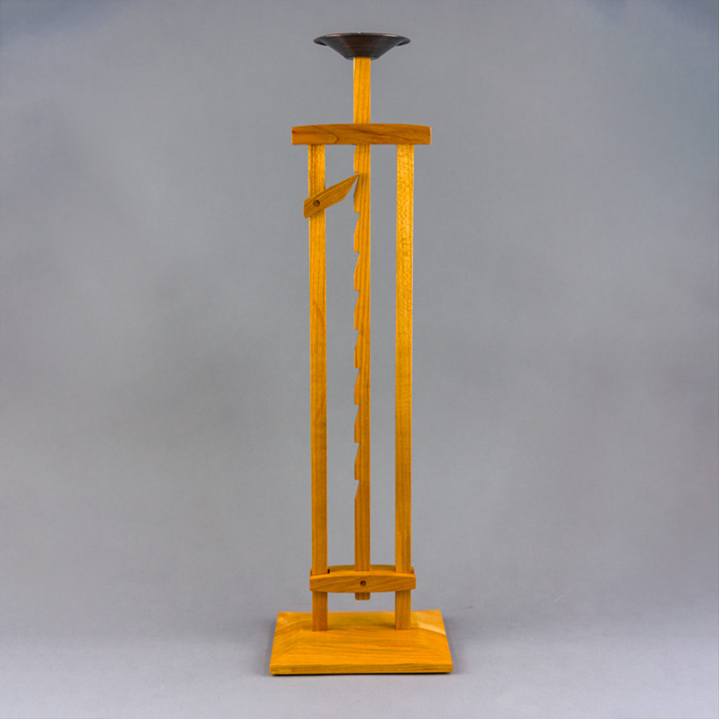 A graceful yet sturdy design gives the ratcheting candle stand an elegant appearance.