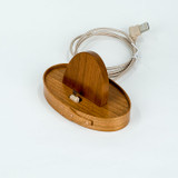 Handcrafted wooden #1 Galaxy S docking station keeps your phone handy during recharging or syncing.