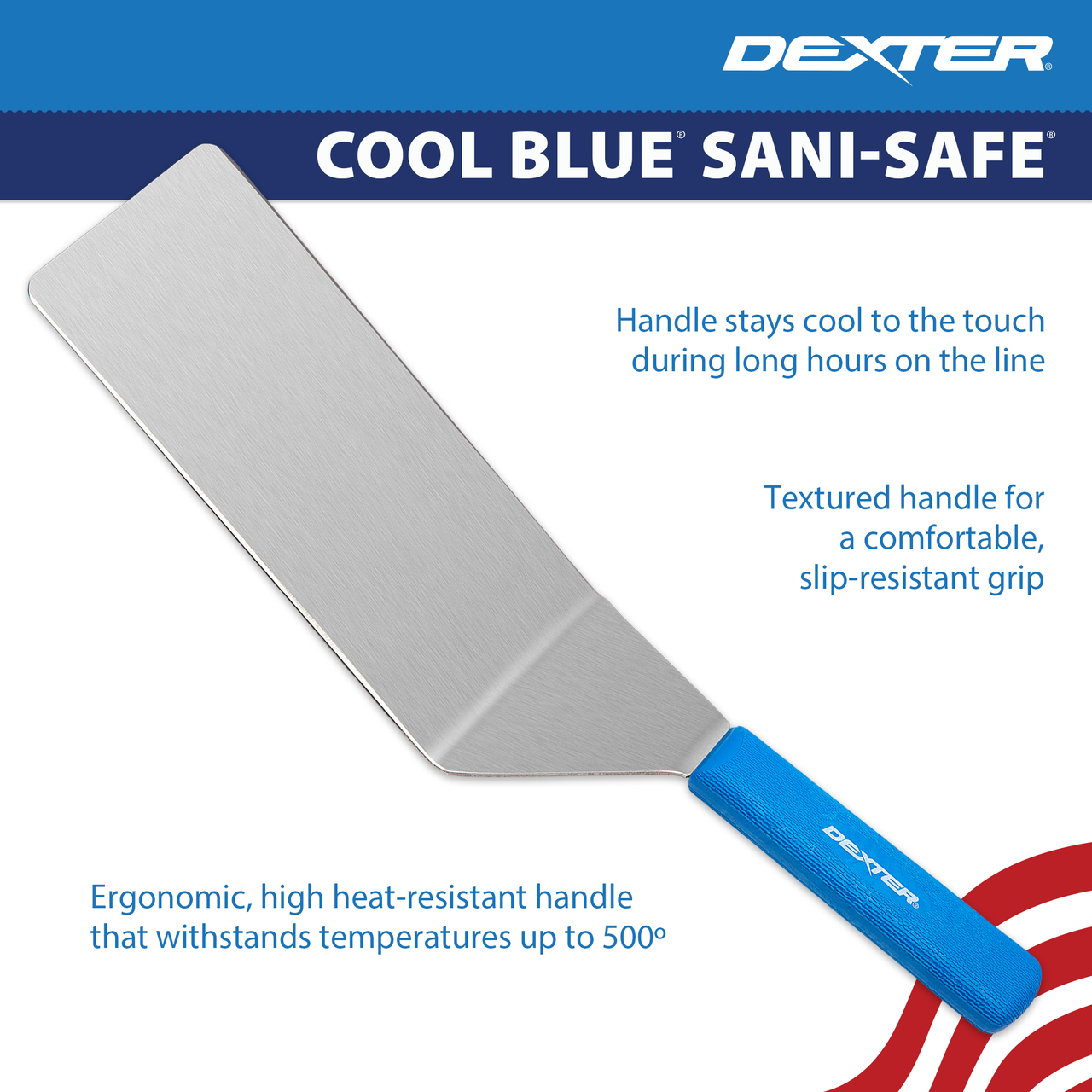 Dexter® Cool Blue® Sani-Safe® 8″ × 4″ Steak Turner – Heavy-Duty