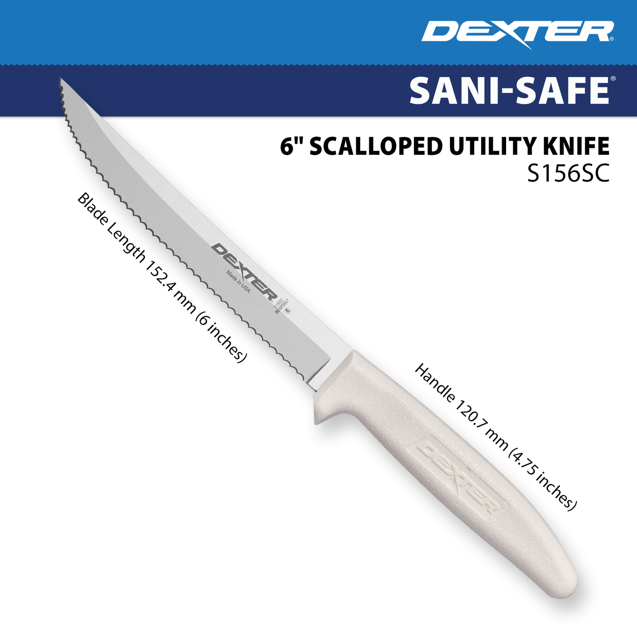Sani-Safe® 6″ Scalloped Utility Knife – Professional Cut & Prep