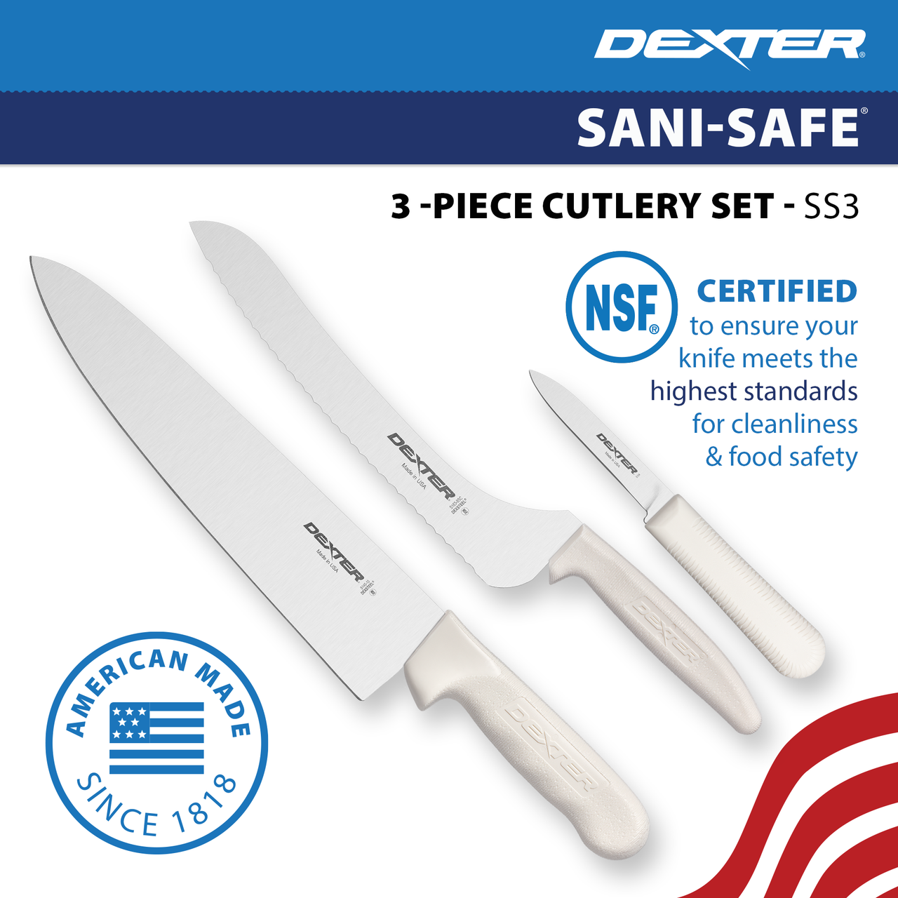 SS3 Sani-Safe® 3 pc. Cutlery Set 3 pc. Cutlery Set | Dexter Russell