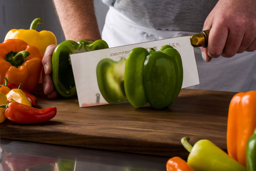 S5198 TRADITIONAL® 8" x 3¼" Chinese Chef's Knife Cutting Green Pepper