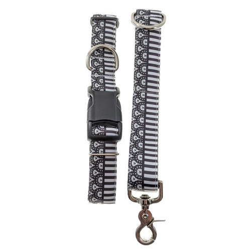 Stripes & Lace Dog Collar & Leash Set (Large)