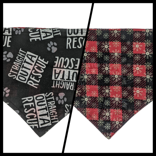 Rescue/Plaid Snowflakes Reversible Bandana (Medium)