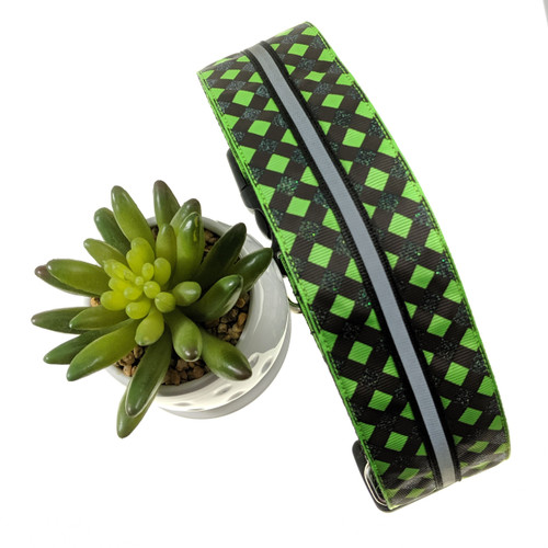 Green Plaid Reflective Dog collar inspired by Wicked the muscial