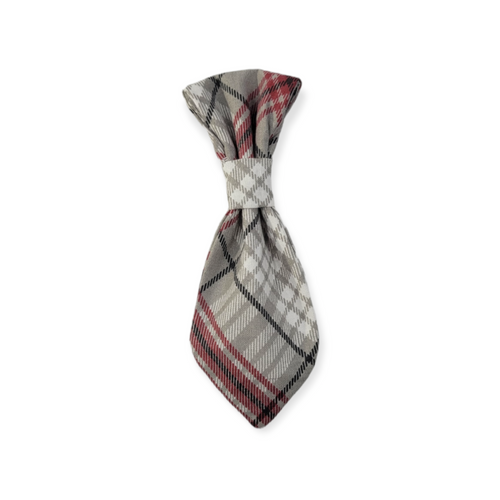 Gray Plaid Dog Tie (Large)