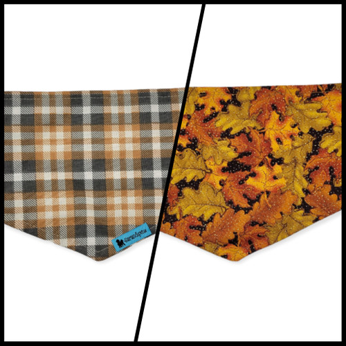 Fall Leaves/Fall Plaid Reversible Bandana (Small)