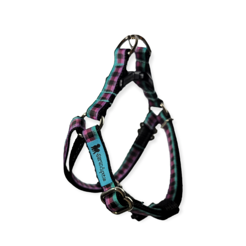 Purple & Turquoise Ombre Plaid Step-In Harness (X-Small)