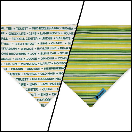 Baylor Traditions/Green & Yellow Stripes Reversible Bandana (Medium)