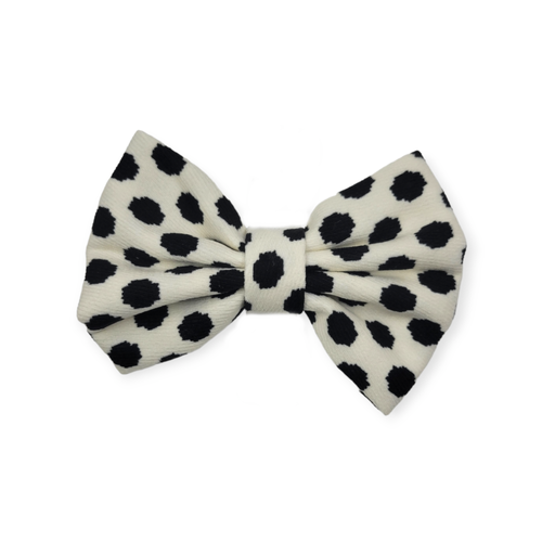 White W/Black Dots Bowtie  - 5"