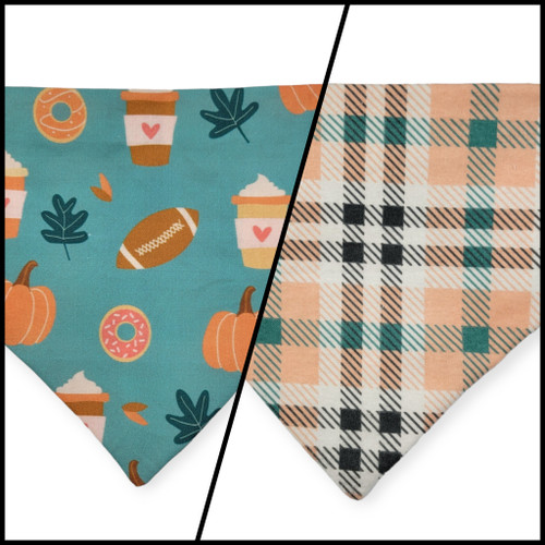 Fall Favorites/ Peach Plaid Slip-on Scrunchie Bandana (Medium/Large)