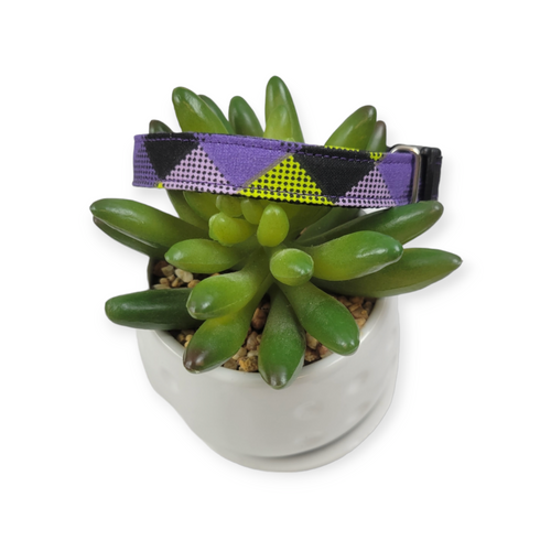Purple & Lime Plaid Dog Collar (X-Small)
