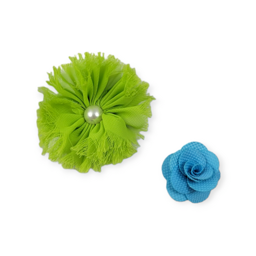 Lime & Sky Blue Collar Flower Set