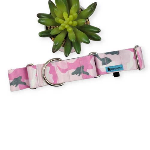 Pink Camo Martingale Dog Collar (Large)