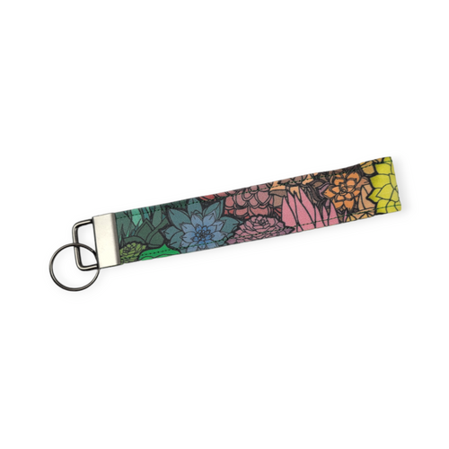 Rainbow Succulent Keychain Wristlet