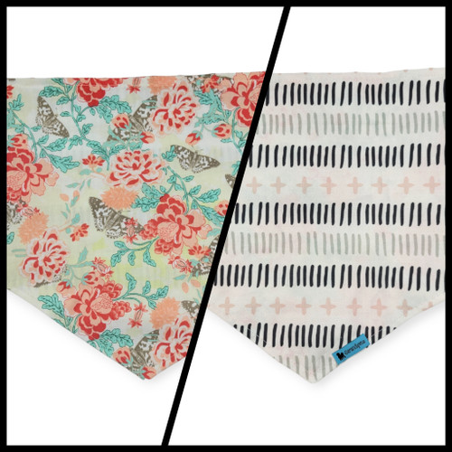 Floral & Butterflies/Modern Farmhouse Dash Tie-on Bandana (Large)