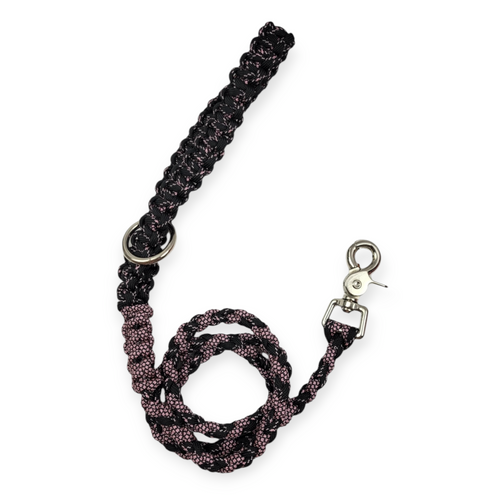 Light Pink & Black Paracord leash (4')