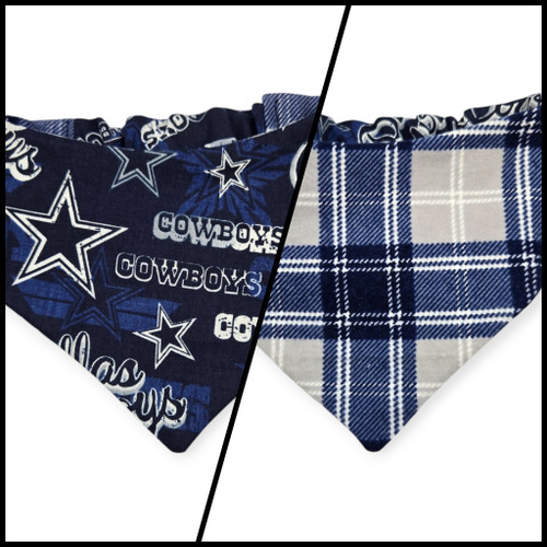 Cowboys/Dallas Plaid V2 Reversible Slip-on Scrunchie Bandana (Small)