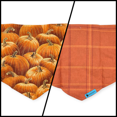 Pumpkin Patch/Orange Plaid Slip-on Scrunchie Bandana (Medium)