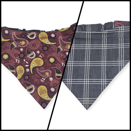 Paisley Bobcats / Charcoal Plaid Reversible Slip-on Scrunchie Bandana (X-Large)