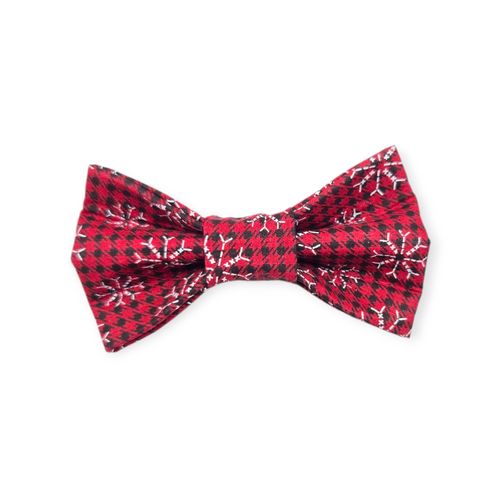 Red Snowflakes Houndstooth Bowtie - 4"