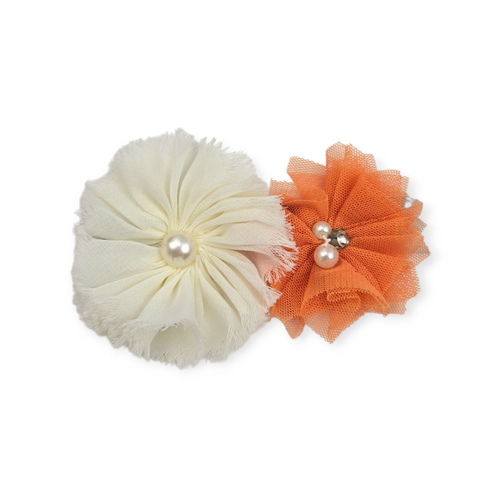 Orange & White  Collar Flower Set #3