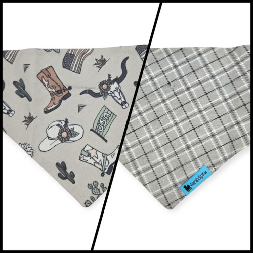 Little Cowboy/Gray Plaid Slip-on Scrunchie Bandana (Small)