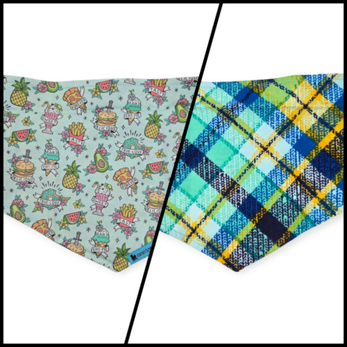 Junk Food/ Distressed Plaid Reversible Tie-on Bandana (Small)
