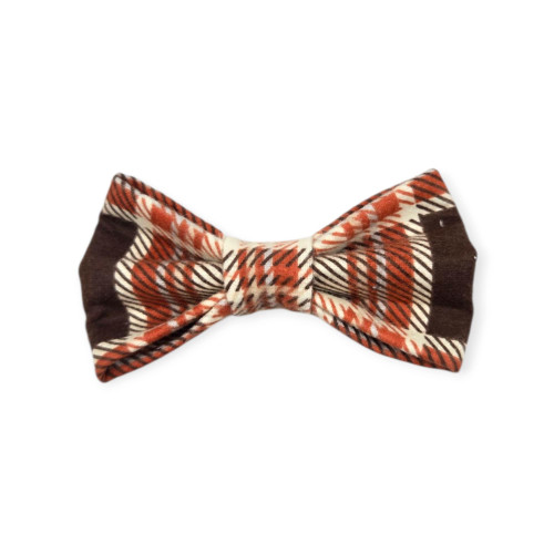 Rustic Orange & Brown Plaid Bowtie - 4"