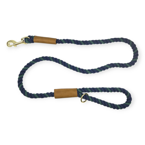 Navy/Green Cotton Rope leash (5')