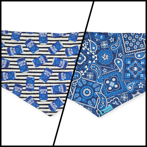 Fur Buddy/Blue Paisley Reversible Tie-on Bandana (Small)