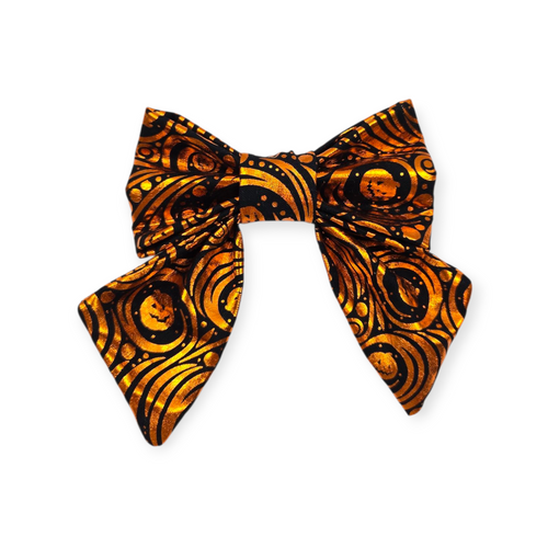 Jack-O-Lantern Foil Sailor Bow - 4"