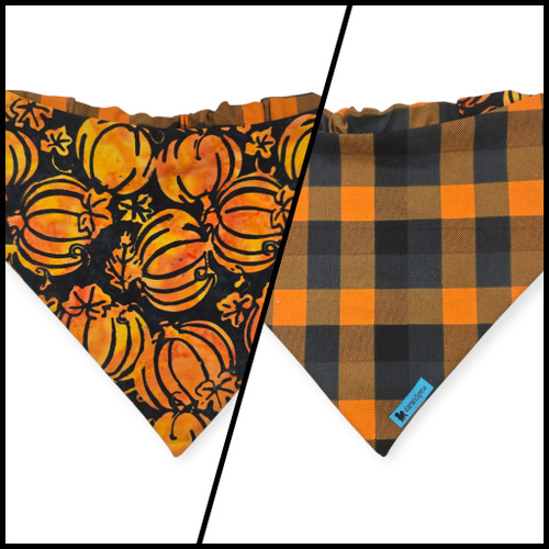Bootiful/Halloween Plaid Slip-on Scrunchie Bandana (Large) Bootiful/Halloween Plaid Slip-on Scrunchie Bandana (Large)